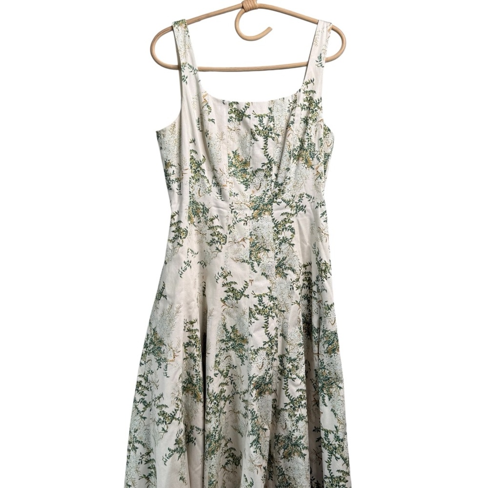 Antonio Melani Garden of Ivy Square Neck Fit & Flare Cotton Dress Size 6 Green - Picture 2 of 15